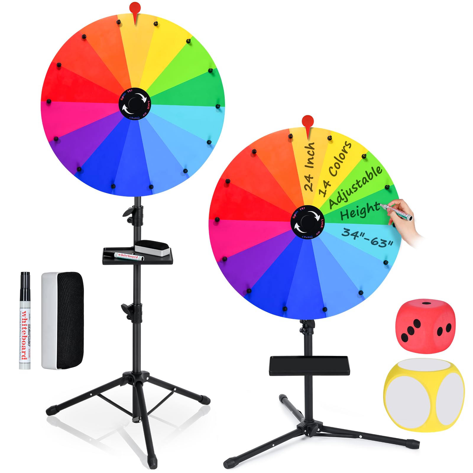 Photo 1 of 24 Inch Prize Wheel Spinner with Stand, 14 Slots Color Heavy Duty Spinning Wheel for Prizes, Spin The Wheel Game with Stand for Tabletop or Floor, Suitable for Trade Show, Carnival, Classroom, Family