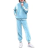 Zaclotre Girls 2 Piece Outfits Velour Tracksuit Zip Up Sweatshirt and Jogger Sweatpants Fall Winter Sweatsuits Set