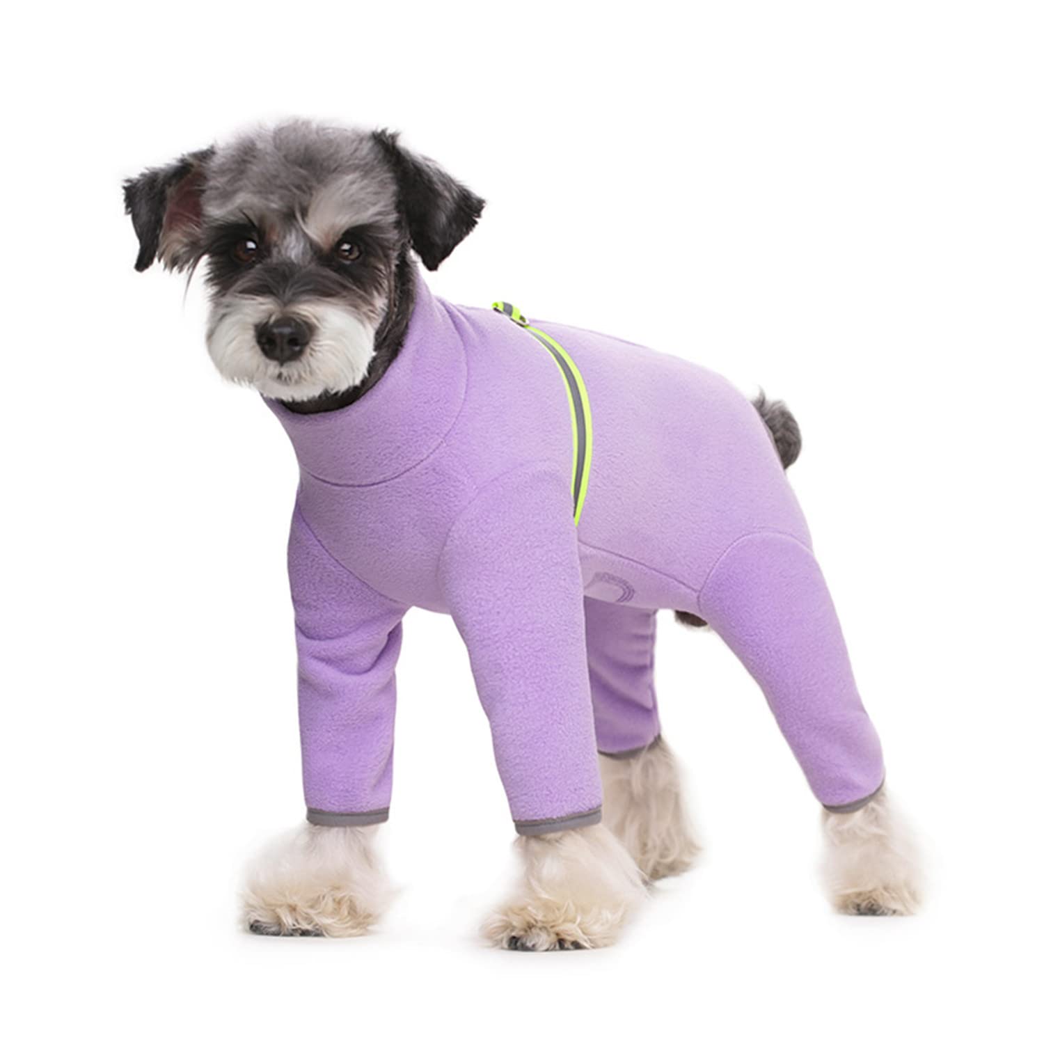 BT Bear Small Dogs Winter Clothes,Dog Winter Warm Coat Soft Fleece with Reflective Zip Dog Onesie Jumpsuit, Puppy Pet Pajamas Costume Apparel (Purple, XL)