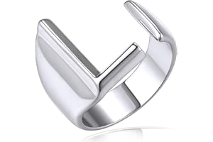 KeyStyle Bold Initial Letter Rings Adjustable, GoldChic Jewelry Women Gold Statement Ring Personalized Engraved Women’s Open 