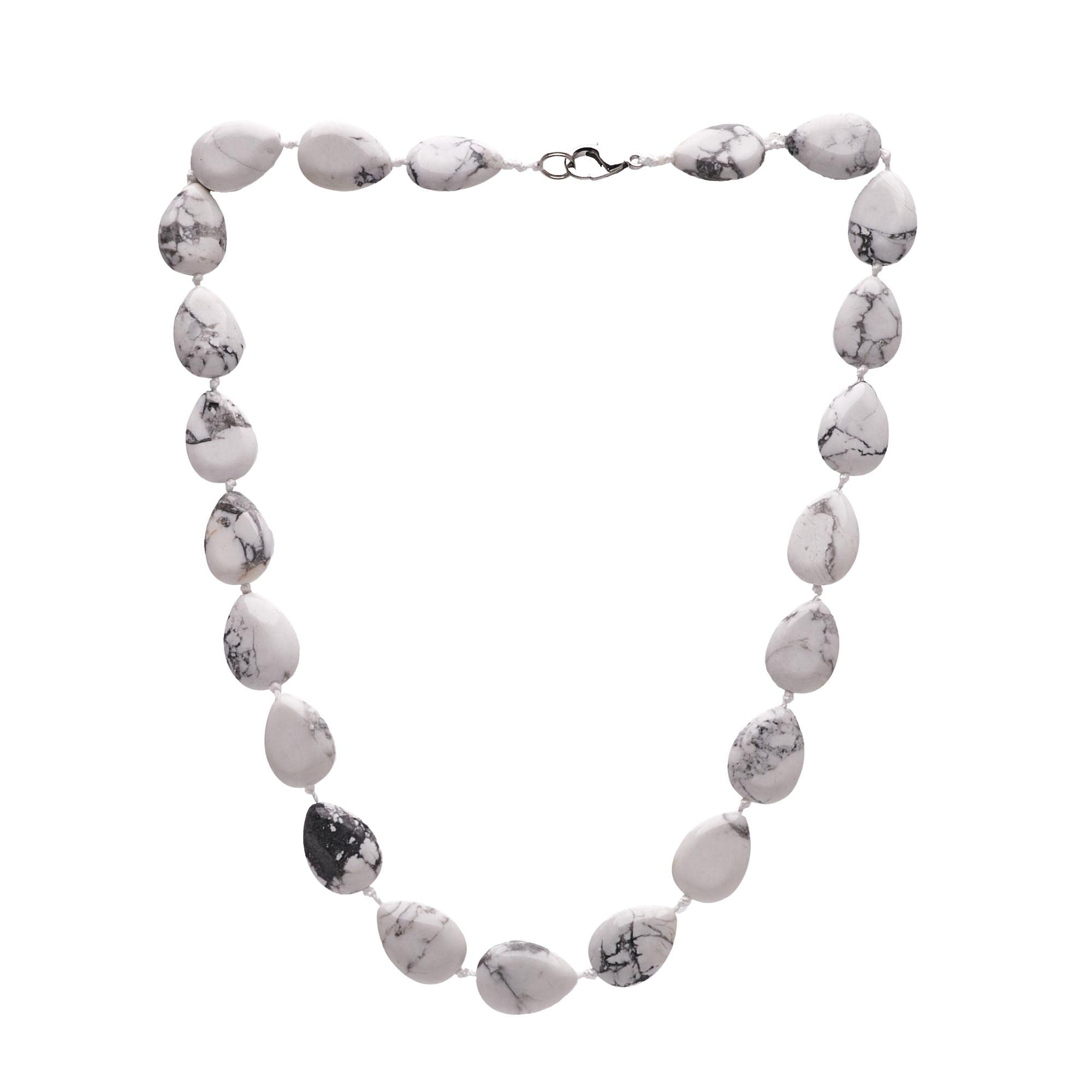 TreasureBay Women's Gemstone Necklace - Handmade 12x18mm Teardrop Shape Natural gemstone Beaded necklace for Women Ladies and Girls (White Turquoise)