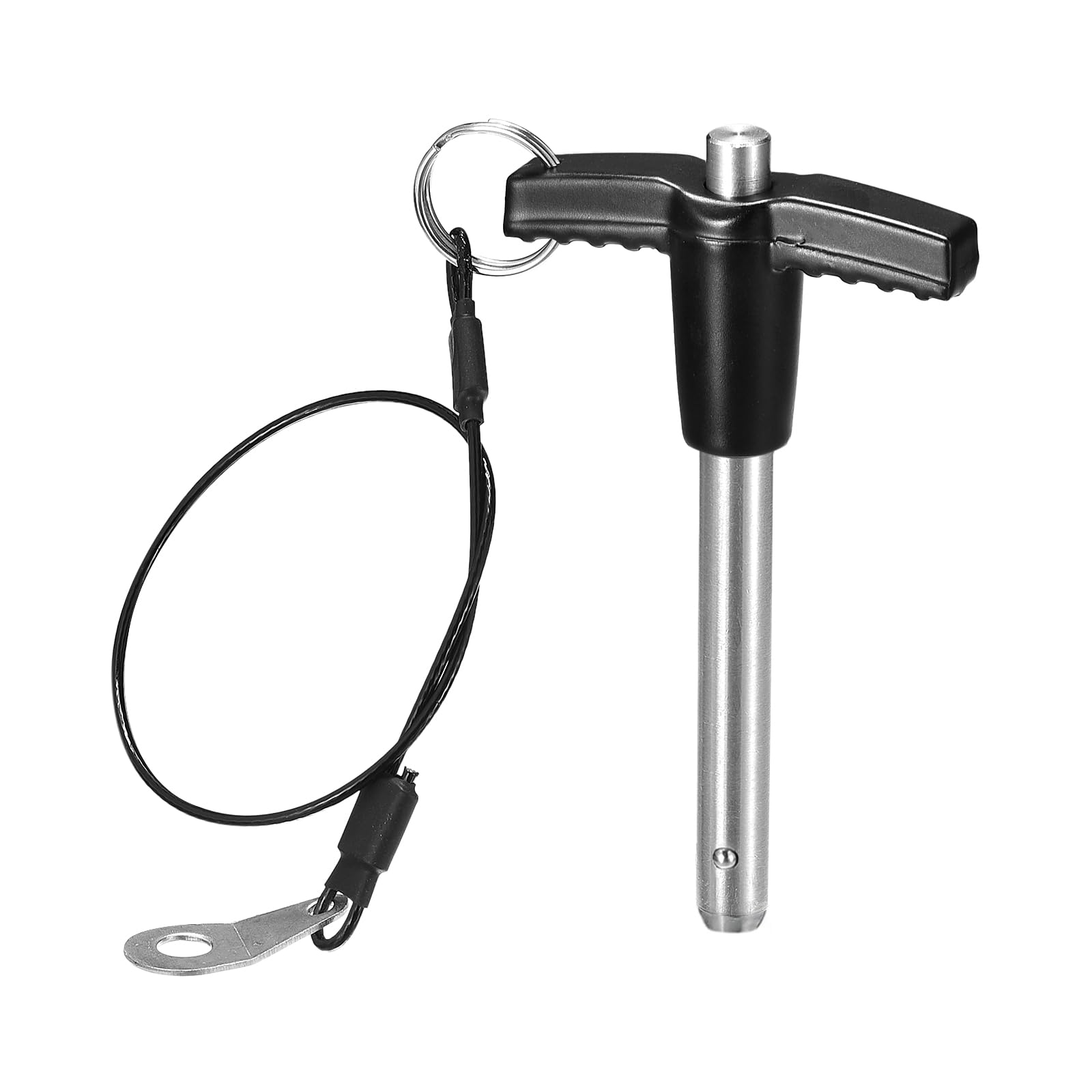 DTGN 8mmx50mm(DxL) T Handle Quick Release Pin - Good for Quickly Connecting and Hooking Up Components - 304 Stainless Steel Ball Locking Pin with Push Button - Black/Silver