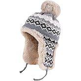 PURFUN Women Faux Fur Trapper Hat Winter Thick Thermal Knit Beanie Full Hood Cap Hunting Cycling Ski Caps Ushanka Russian Hat