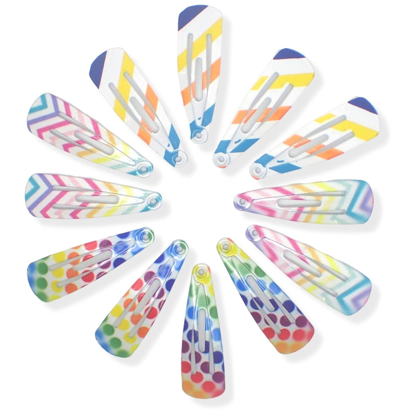 Topkids Accessories Small Mini Metal Hair Snap Clips Little Kids Toddler Baby Girls Children Women Clips Cute Clip Slides Gift Sectioning Clips Bendies Sleepies 3cm / 1.2" (12 Rainbow Patterns)
