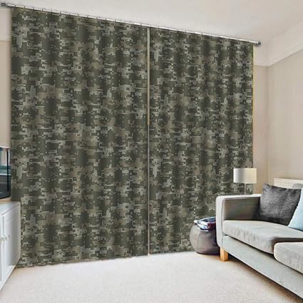 Amazon Com Krwhts Window Curtain Gray Camo Digital Pixel