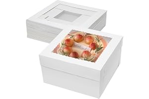 Mefleet 14x14x6 Inch Cake Boxes 10pcs Bakery Boxes for Tier Cakes with Window 14 Inch White Large Tall Cardboard Bakery Take Out Carrier Containers with Lids for Wedding, Birthday, Party