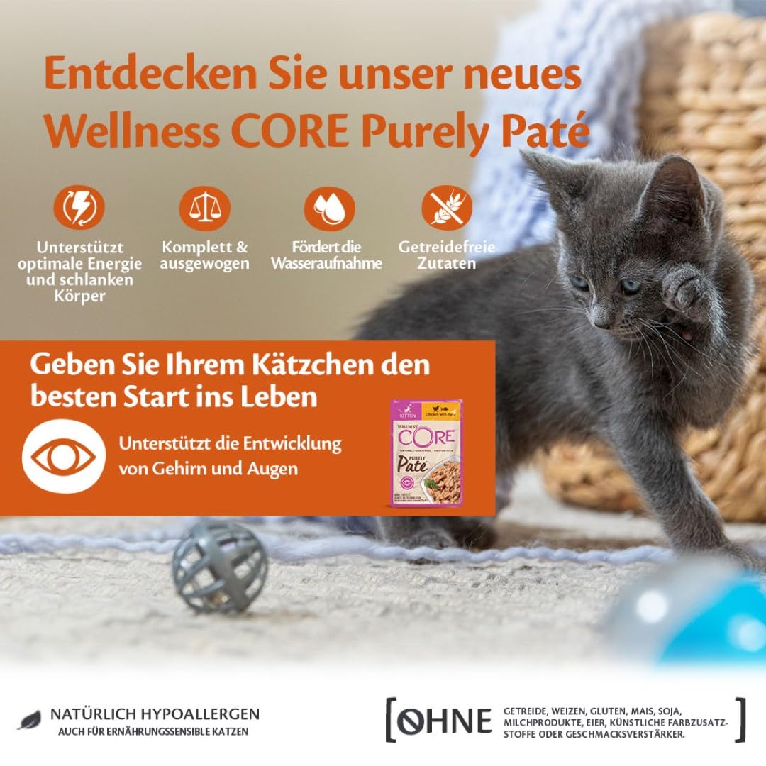 Wellness CORE Purely Paté 24 x 85g, Huhn & Thunfisch – Nassfutter für Katze, feine Pastete für Kitten, getreidefrei, natürlich, hypoallergen, proteinreich, hoher Fleischanteil 2