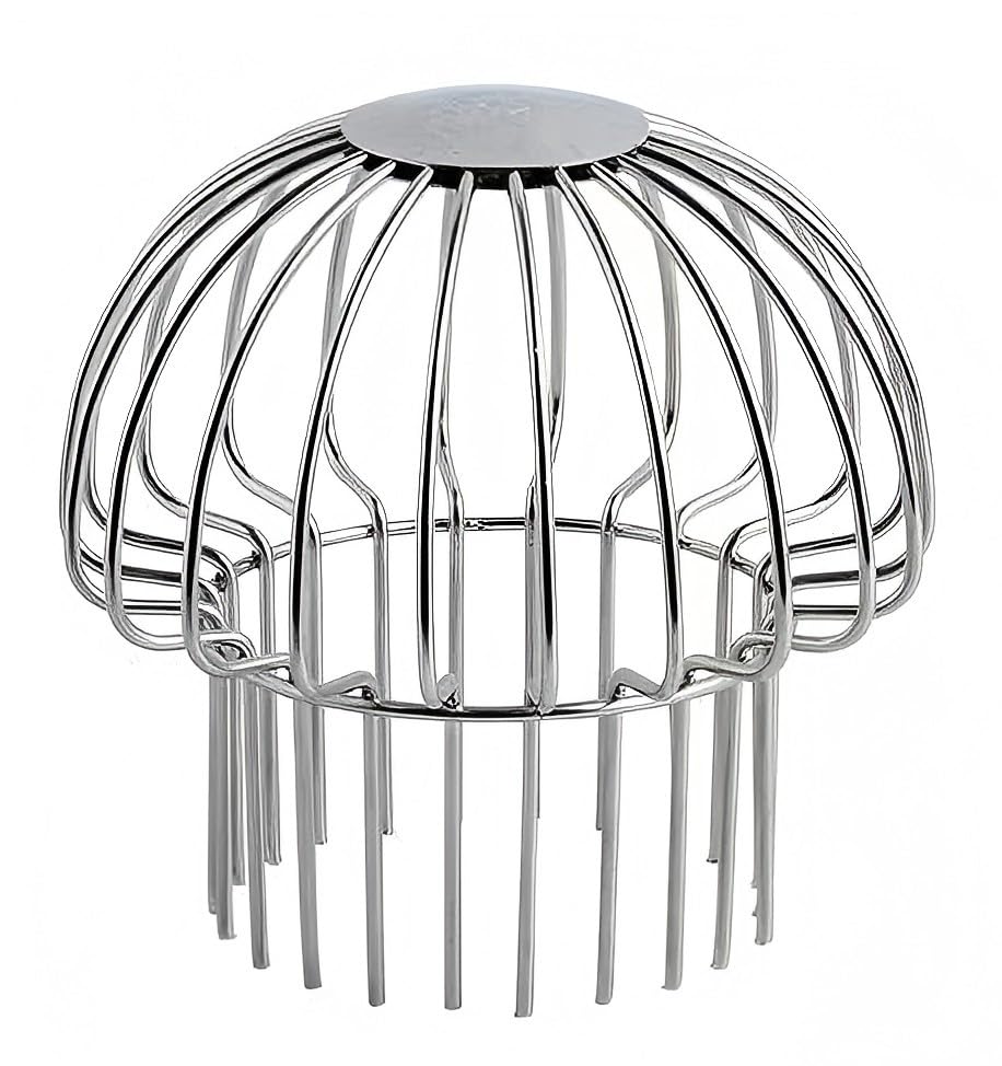 Photo 1 of 304 Stainless Steel Gutter Guard, Filter Strainer Fits for Round Downspout, Anti-Blocking Line Cap Drain Cover, Fit 4 Inch Tube