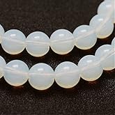 Perlin Moonstone Gemstone Round Beads White Opal Natural Stone Semi Precious for Jewellery Chain Bracelet Necklace Earrings DIY Crafts (8 mm – 45 Pieces)