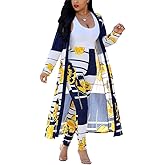VLUNT Womens Floral Print Long Sleeve Cardigan Cover up Long Pants 2 Piece Outfits Set