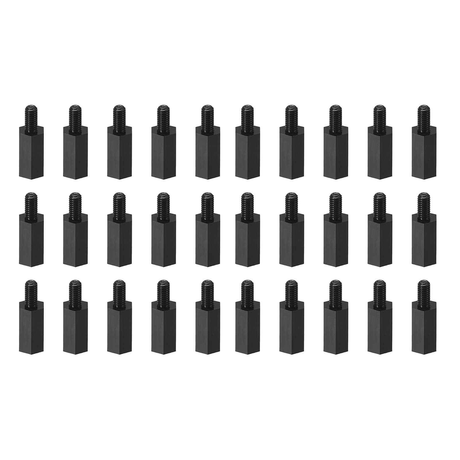 YOKIVE 30 Pcs M3 Standoff Screws, Nylon Hex PCB Standoffs with High Insulation Effect, Keep Height Consistent, Great for Motherboard (Black, 11mm+6mm)
