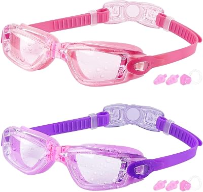 COOLOO Kids Swimming Goggles 2 Pack Anti-Fog UV Waterproof No Leaks