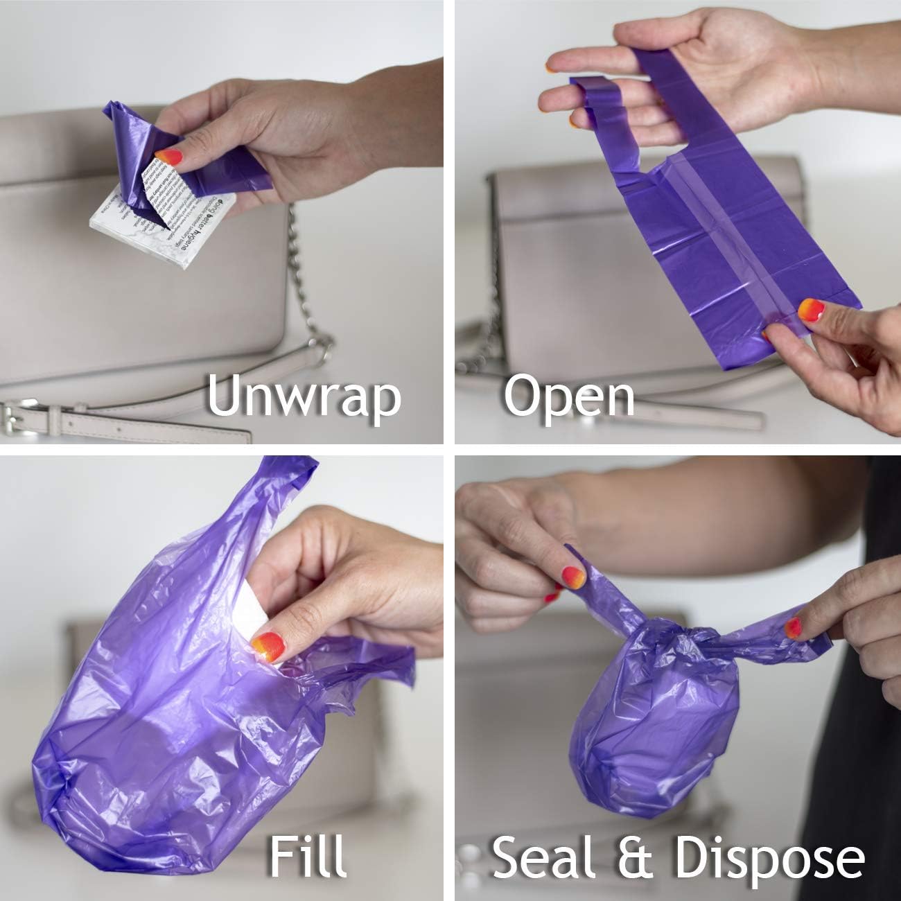 Sanitary Napkin Disposal Bags - Feminine Hygiene Sanitary Bags, 50 Scented Plastic Degradable Disposal Bags for Maxi Pads Tampons Feminine Products: Health & Personal Care