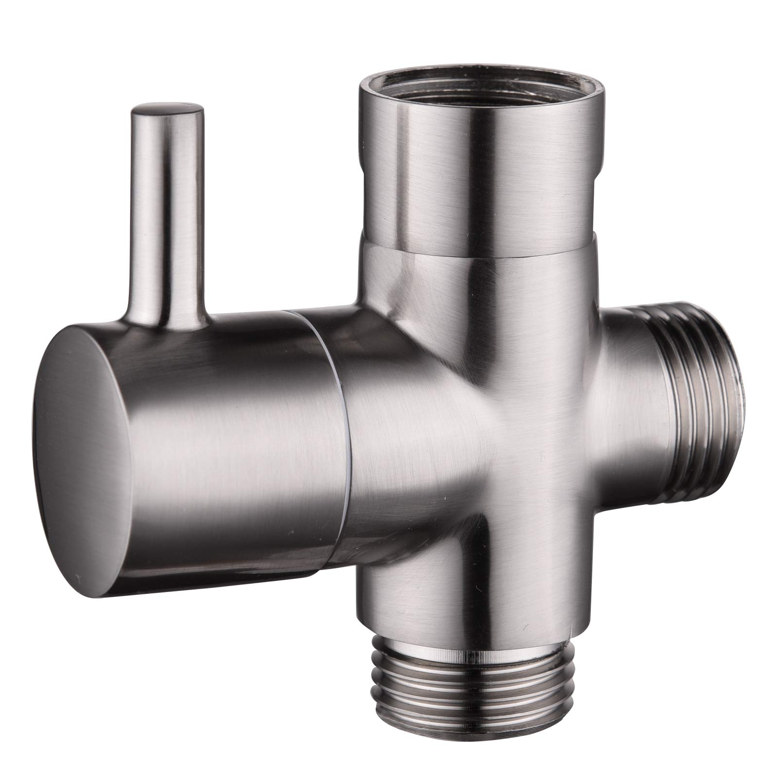 CIENCIA DSF007NA 3-Way Diverter Valve, Brass Body with Solid Metal Handle, Brushed Nickel, 1/2 inch