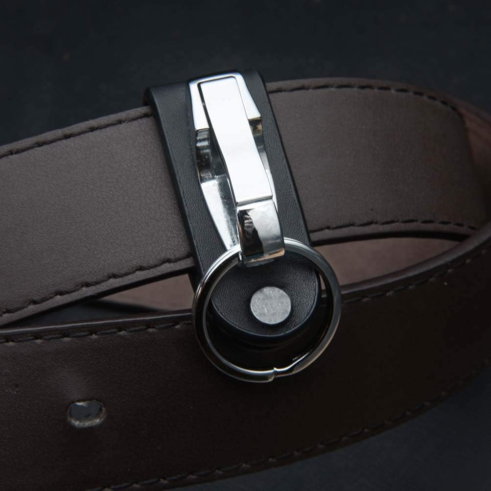 Keychains for Men, Liangery Leather Keychain with Metal Keyring Belt Key Chain Hook Stainless Steel Key Ring Holder Gift Key Keychain with Detachable Key Rings for Keys: Office Products