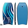 Goplus Boogie Boards for Beach, 41''/37''/33'' Lightweight Body Board with EPS Core, XPE Deck, HDPE Slick Bottom, Wrist Leash, Bodyboard for Kids Adults Surfing
