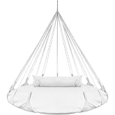 Sorbus 56" Stylish Hanging Swing Nest - Premium Cotton Double Hammock Daybed Saucer Style Lounger Swing Chair- 264lbs Sturdy Spinner Tree w/Pillow - Easy Setup - for Indoor/Outdoor, Travel - White