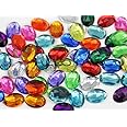 Allstarco 25x18mm 1" Large Flat Back Oval Acrylic Rhinestones Cosplay Gems Plastic Jewels Embelishments DIY Crafts Cosplay for Crafts - 60 Pieces (Assorted Colors)