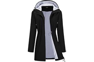 TCOT Rain Jacket Women Lined Raincoat Waterproof Windbreaker Jackets Hooded Raincoats Long Trench Coat
