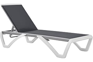 Outsunny Outdoor Chaise Lounge Chair, Patio Aluminum Tanning Chair with 5-Level Adjustable Back, Portable Wheels, Breathable 