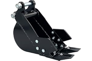 ZHENYUAN Narrow Digging Bucket 7.87in Mini Excavator Attachments, Hole Diameter 0.98in, Center Wheelbase 3.54in, Bucket Metal Trenching Digger with Metal Teeth