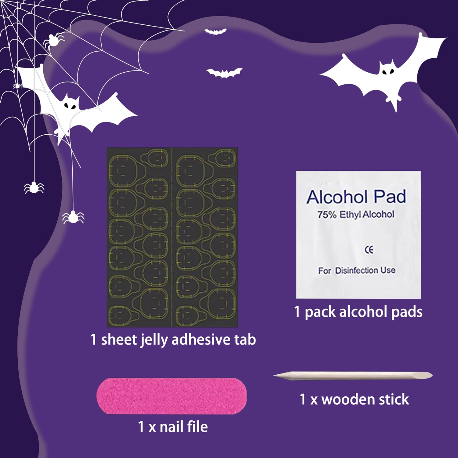 24 Pcs Reusable Almond Press on Nails Halloween Fake Nails Medium False Nails with Spider Web & 3D Spider Design Stiletto Nails Goth Nails Press ons Full Cover Stick on Nails for Women Handmade Nails - Image 4