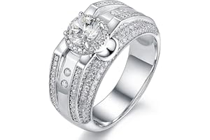 CZCLMLT Full of diamonds inlaid platinum moissanite domineering trendy male personality men's ring shiny zirconia ring 925 sterling silver imitation diamond engagement wedding ring CZC288