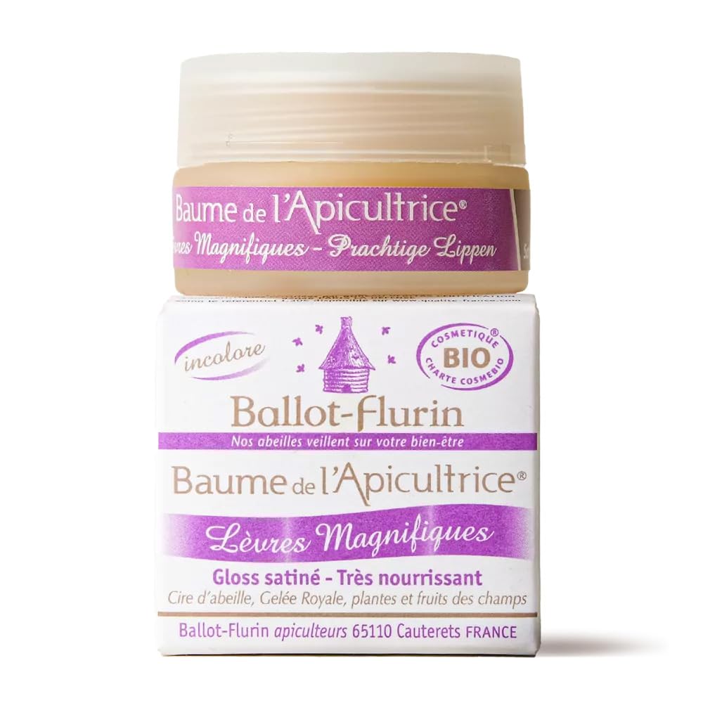 Ballot-Flurin - Beekeeper's BIO moisturizing lip balm - Honey, royal jelly, beeswax & plants - Nourishes, protects & regenerates - Made in France - 15 ml