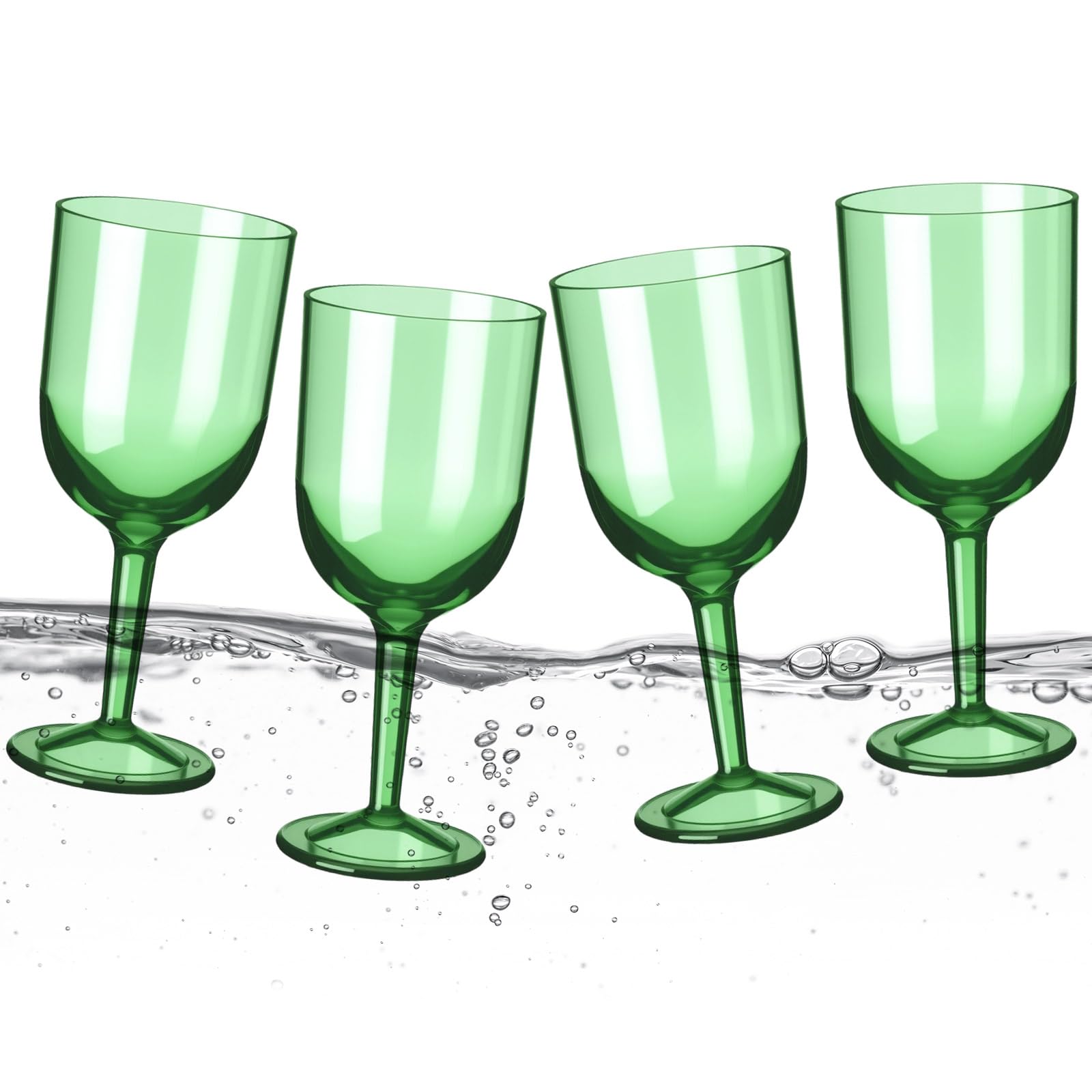 Photo 1 of Singhoow 4 Set Floating Wine Glasses for Pool Shatterproof Plastic Drinkware Muted Color 13.5 oz Floating Cup with Stem Reusable Unbreakable Wine Cup, European Design, Outdoor, Hand Wash(Green)