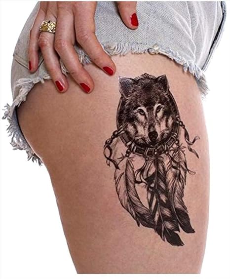 Tatouages Temporaire Animal Loup Attrape Reve Pour Homme Et Femme Tatouage Ephemere Avant Bras Jambe Mollet Bras Nuque 21 X 15 Cm Amazon Fr Beaute Et Parfum