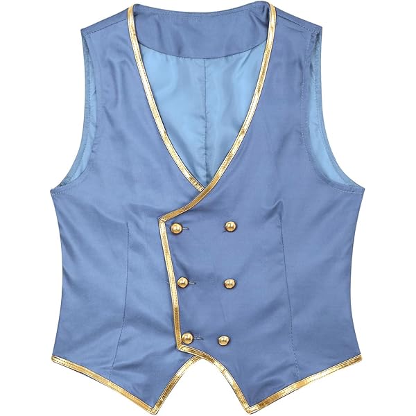 Amazon.com: Yeahdor Mens V Neck Gothic Suit Vest Gold Leather Trim