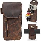 Autentico Genuine Leather Phone Holster Pouch with Belt Clip Cell Phone Cover 8X4 Magnetic Closure ID Card Holder Brown Universal Case for iPhone Samsung Galaxy Google Pixel Leather All Smart Phones
