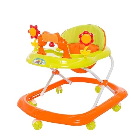 GoodLuck Baybee Round Baby Walker for Kids | Music & Light Function with 3 Position Height Adjustable kis Walker,Fun Toys & Activities for Babies/Childs (6 Months to 2 Years) (Orange)