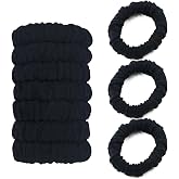Youxuan No Damage Soft Polyester Hair Ties, No Tug Scrunchies Hair Bands with Strong Elasticity &ndash; Black