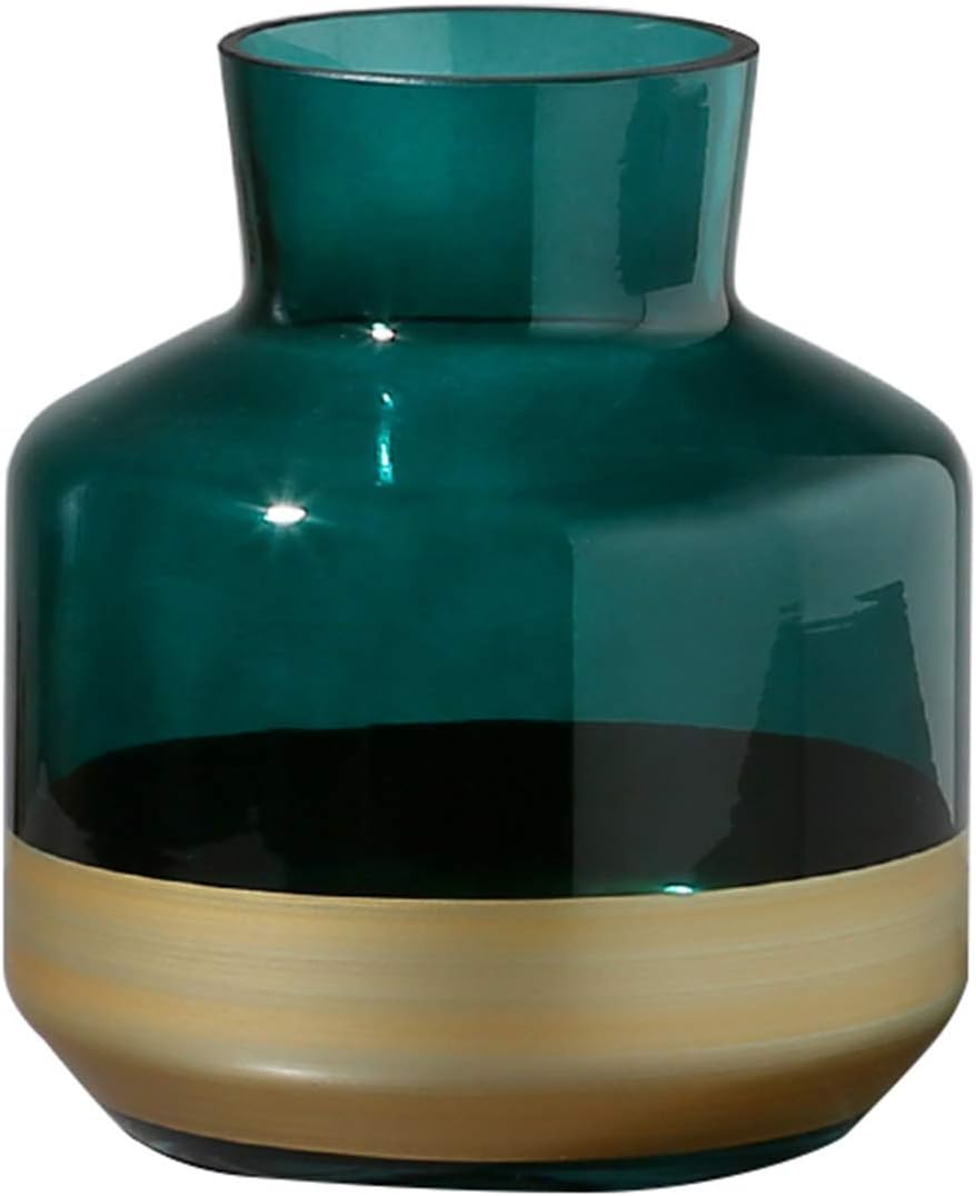 XU.HOMEvases Florero De Cristal Verde Oscuro, Florero Decorativo De La