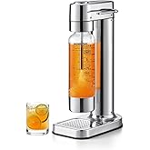 MOKKOM Sparkling Water Maker, Soda Streaming Machine with 1L PET Carbonating Bottle, Carbonates Any Drink, Soda Maker Compatible with 60L CO2 Carbonator (NOT Included) - Stainless Steel