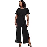 London Times womens Flattering Flutter Sleeve Side Tie Jumpsuit Guest of Career Event Occasion
