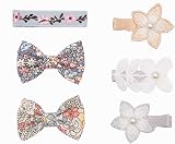 AIMIYan 10pc Baby Girl Lace Flower Bow Hair Clips Set Soft Ribbon Covered Clips view 4