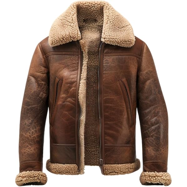 Infinity Men's Brown B3 Shearling Sheepskin WW 2 Bomber Leather Infinity Men's Brown B3 Shearling Sheepskin WW 2 Bomber Leather