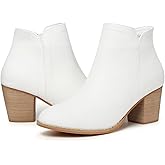 SHIBEVER Women's Ankle Boots Heel: Chunky Low Heeled Almond Toe Short Booties with Zipper Faux Suede Dress Western Fall 2025 Shoes