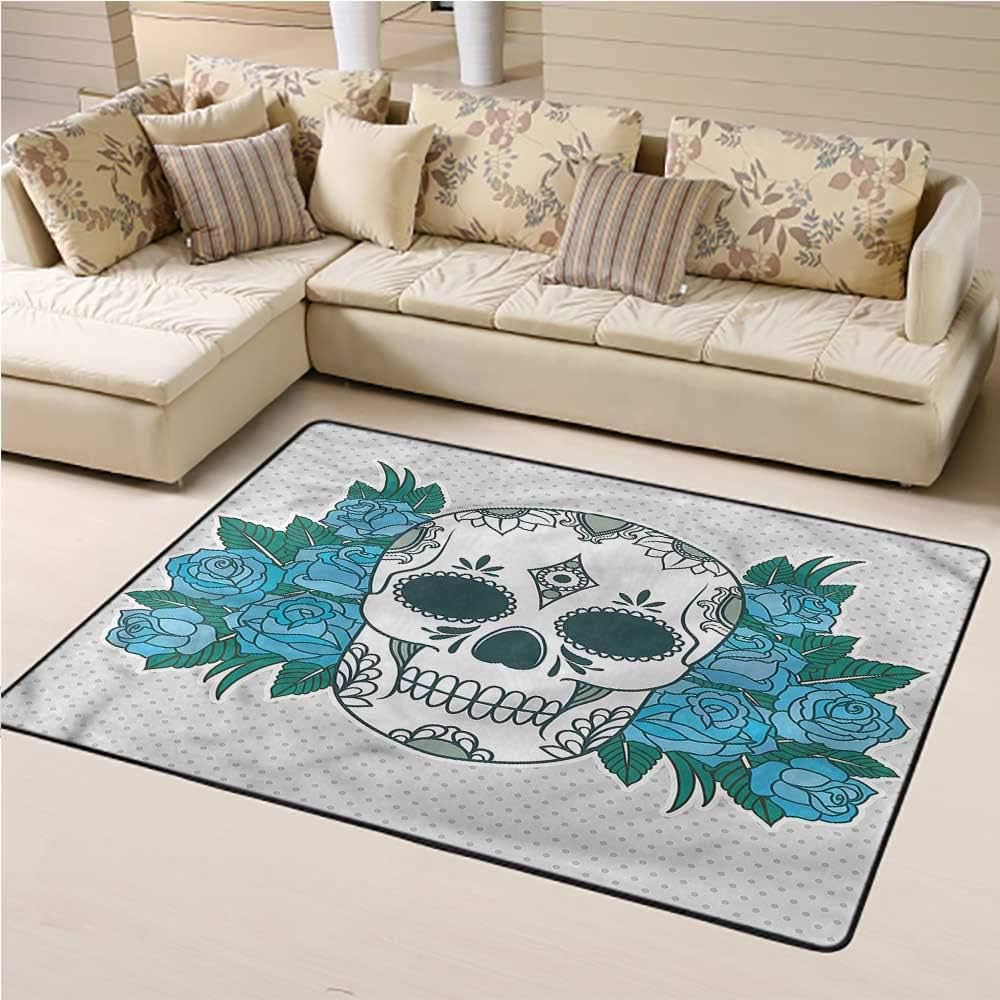 Rugs and Carpets Skull Non-Slip Floor Mat Carpet Oriental Paisley Details 5' x 7' Rectangle