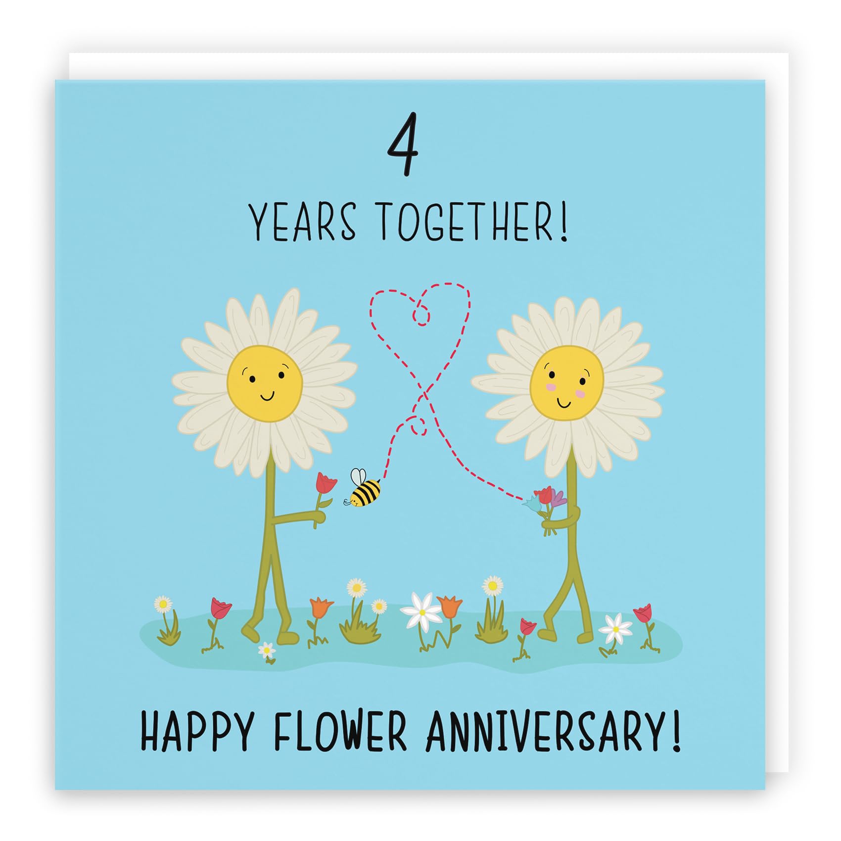 Hunts England - 4th Wedding Anniversary Card - Flower Anniversary - Iconic Collection - Fun Cute Card - For Him, Her, Couples — image 1
