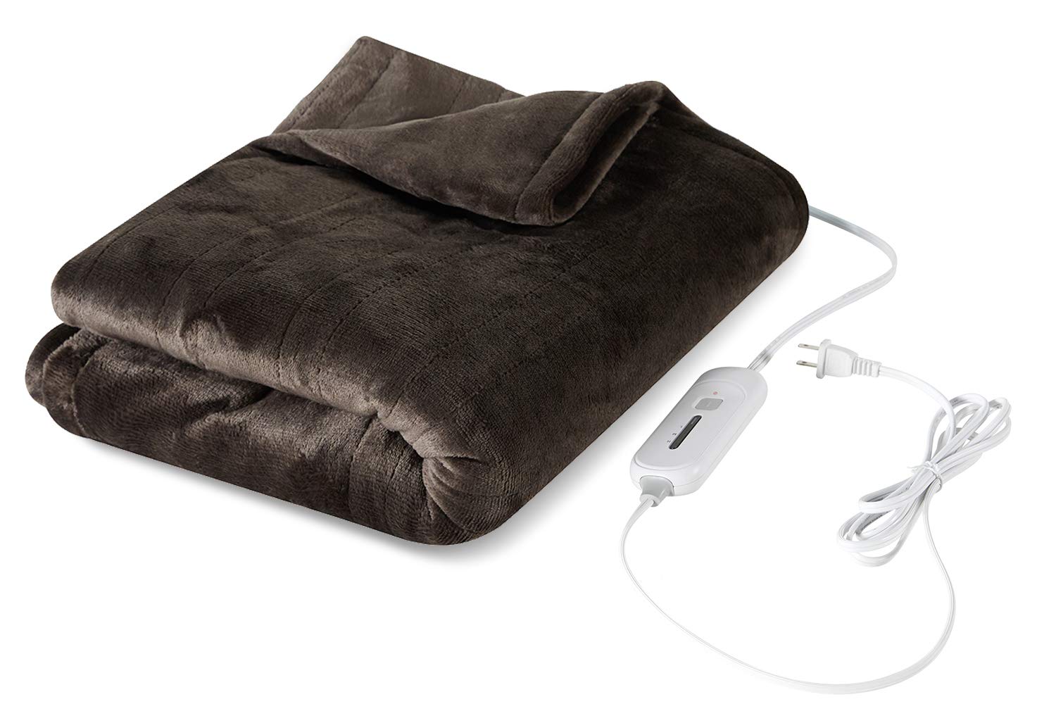 Tefici Electric Heated Blanket Throw with 3 Heating Levels & 4 Hours Auto Off,Super Cozy Soft Heated Throw with Fast Heating and Machine Washable,Home Office Use,50" x 60" Dark Brown