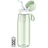 PHILIPS Filtered Water Bottle, BPA-Free Tritan Plastic Water Bottles, Replaces 450 Plastic Water Bottle with Reusable GoZero Everyday Water Filter, Portable Filtering Bottle for Travel, 22 oz, Green