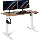 Amazon Basics Electric Standing Desk, Height Adjustable Home Office Desk with Quiet Motor and Multiple Presets, White/Oak Effect