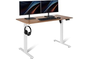 �鶹�� Basics Electric Standing Desk, Height Adjustable Home Office Desk, White/Oak Effect
