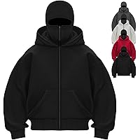 Amazon.com: RIZUNTO Balaclava Zip Hoodie Jacket Ninja Double Hood