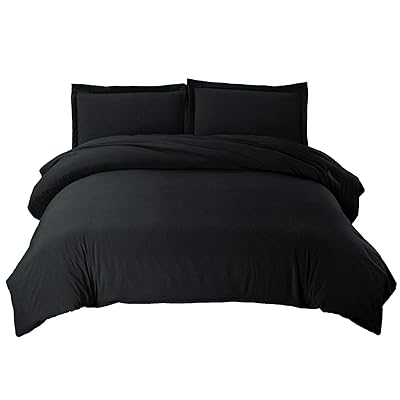 Bedsure Duvet Cover Set with Zipper Closure, King, Black