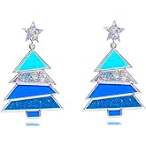 Christmas Earrings for Women Colour Christmas Tree Earrings Acrylic Glitter Earrings Lightweight Stars Drop Dangle Earrings