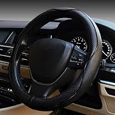 UNLRAE Steering Wheel Cover,Car Accessories 14.5-15 Inch Leather Steering Wheel Cover,Anti-Slip Breathable Microfiber Leather Covers,Warm in Winter and Cool in Summer,Fit for Suvs (Black)